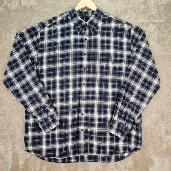 Eddie Bauer Button-Down Shirt Plaid Long Sleeve Big and Tall Mens Sz XLT Outdoor - Picture 2 of 10